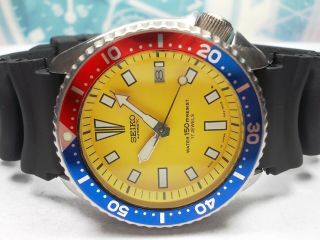 Seiko 150m Scuba Date Automatic Mens Watch 7002 - 7000,  Yellow/pepsi (sep 1994)