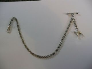 Single Albert Silver Plated Pocket Watch Chain Greyhound Whippet Dog Track Club
