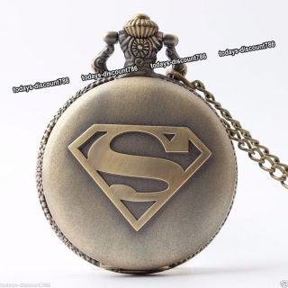 Superman Pocket Watch Necklace Xmas Birthday Mens Husband Dad Gifts For Him