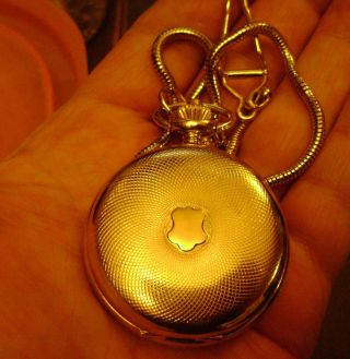 Rare Dakota Windup Pocket Watch Gold Color With Gold Chain Great