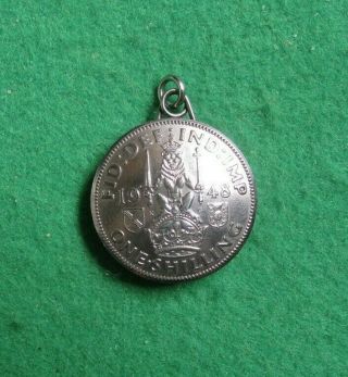 Vintage Scottish 1948 One Shilling Domed Keepsake Pendant / Watch Fob