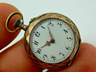 Small Antique Ladies.  800 Silver And Rose Gold Plated Remontoir Pocket Watch