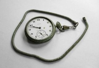 1918 Elgin Base Metal Illinois Spartan Case 15 Jewels Pocket Watch Grade 31
