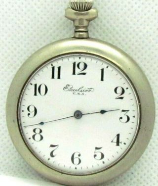 Vintage Excelsior 7 Jewel Wind Pocket Watch Good Balance Silverode Case