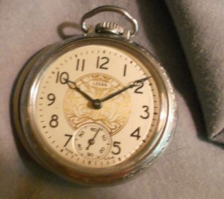 Vintage Leeds Pocket Watch Movement Fancy Dial Does Not Run Striped Back