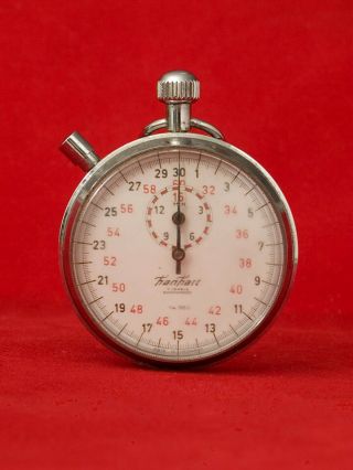 Vintage Hanhart 7 Jewel Shockproof Stopwatch; Unusual Running " H " S Logo