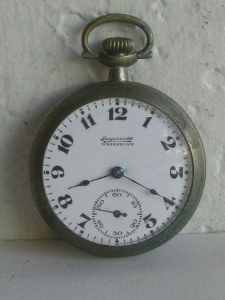 Antique 1892 Ingersoll Brothers Waterbury 4 Jewel Open Face Pocket Watch