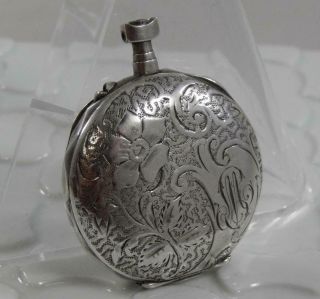 Antique.  900 Coin Silver Engraved Flower Pocket Watch Case Parts Repair A2400