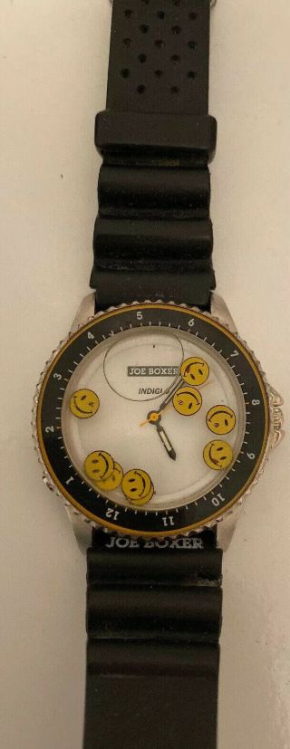 Joe Boxer Smiley Face Wrist Watch With Floating Smiley Faces 1995