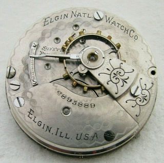 Antique 18s Elgin 7 Jewel Grade 172 Pocket Watch Movement Parts