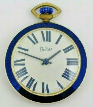 Vintage Sheffield Aluminum Pocket Watch Blue Running