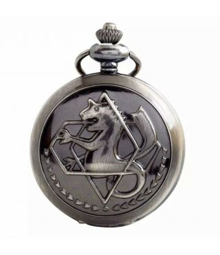 Fullmetal Alchemist Pocket Watch W/ Chain Box For Cosplay Accessories Black