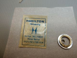 Hamilton Size16 Pocket Watch Main Spring/19x16 1/2 / 100 Mm/motor Barrel/nos