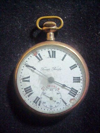 Trans Pacific 21 Jewels Antique Gold Pocket Watch Restore Or Parts