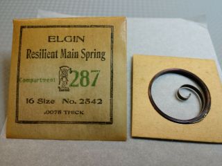 Elgin Size 16 Pocket Wach Main Spring.  0075 Thick Nos