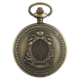 Quartz Pocket Watch Vintage Bronze Pendant With Chain Palaye Royale Band Sign