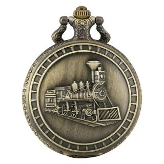 Quartz Pocket Watch Vintage Bronze Pendant with Chain Palaye Royale Band Sign 2