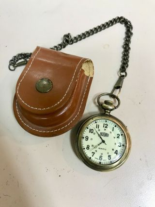 Field Ranger Quartz Pocket Watch W/belt Clip Case & Chain