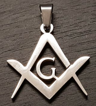Silver Masonic Mason Watch Chain Fob Or Pendant Square And Compasses Freemason