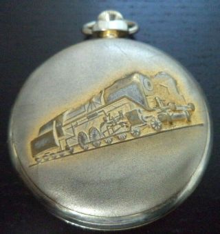 Vintage Estate Signed Cattin France Trailmaster Train 2.  5 " Pocket Watch G879o