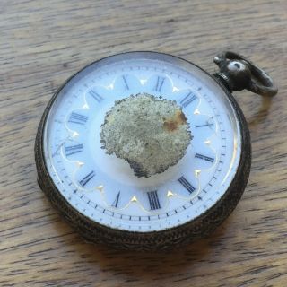Pretty Antique Victorian 935 Silver 41mm Fob Watch - Repairs