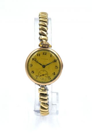 Vintage Waltham Open Face 15j Pocket Watch Gold Filled On Gf Bracelet C.  1915