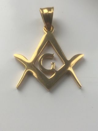 Gold Masonic Mason Watch Chain Fob Or Pendant Square And Compasses Freemason