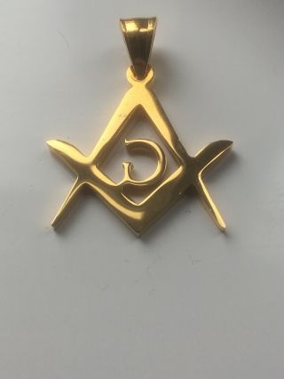 Gold Masonic Mason Watch Chain Fob or Pendant Square and Compasses Freemason 2