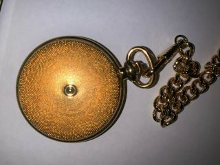 Vintage Nicolet Dress Swiss Covered Pocket Watch Gold Tone Twisted Chain Quartz 3