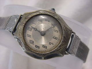 Vintage 14k Gold Fd Antique Pre 1920 Art Deco Lady Syda Sapphire Watch