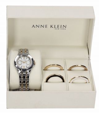 Anne Klein 12/2277inst Crystal Accented Two Tone Watch Set 5 Bezels