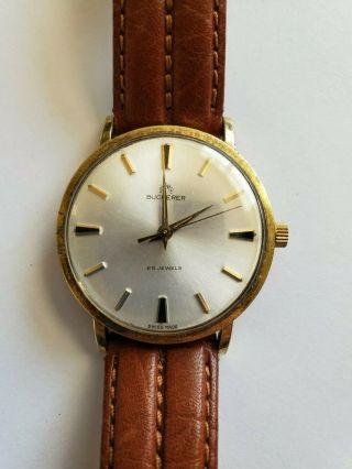 Vintage Bucherer Automatic Swiss 25 Jewel Gold Plate Mens Watch