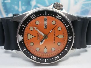 Seiko Day/date Divers 200m Midsize Watch 7s26 - 0030,  Orange (sn 132123)
