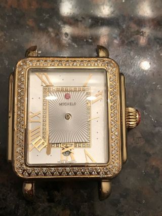 Michele Deco Madison Gold Diamond Dial Watch Broken
