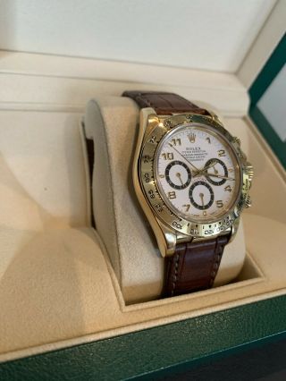 Rolex Daytona 18k Yellow Gold White Dial Chronograph Watch With Zenith Mo 16518