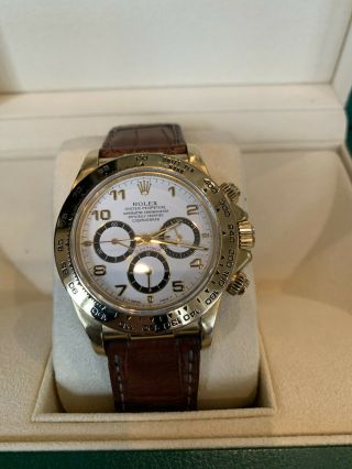 Rolex Daytona 18k Yellow Gold White Dial Chronograph Watch with Zenith Mo 16518 2