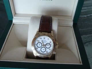 Rolex Daytona 18k Yellow Gold White Dial Chronograph Watch with Zenith Mo 16518 6