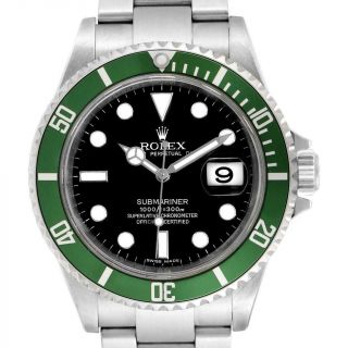 Rolex Submariner 50th Anniversary Green Kermit Mens Watch 16610lv