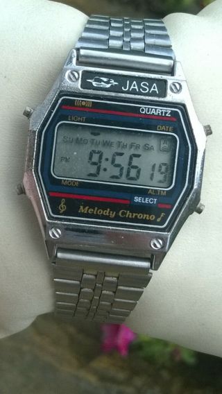 Jasa Mens Vintage Digital Lcd Melody Alarm Chrono Watch