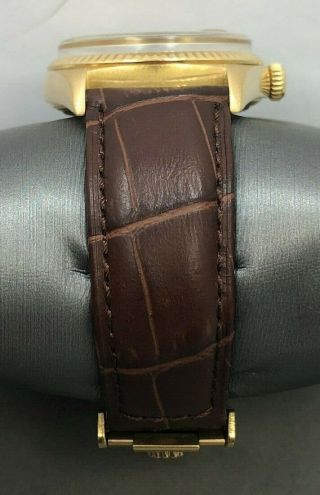 VINTAGE ROLEX 1803 DAY - DATE 18K GOLD MEN ' S WATCH WITH AFTER MARKET LEATHER BAND 6
