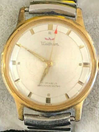 Vintage Waltham Gold Filled Stainless Swiss Made 17 Jewels Mechanical Mens Watch