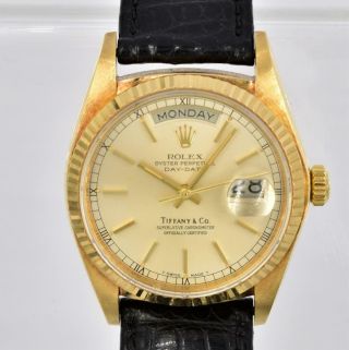 Rare Men ' s Rolex Day Date Wristwatch with Tiffany Dial Ref 18038 2