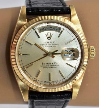 Rare Men ' s Rolex Day Date Wristwatch with Tiffany Dial Ref 18038 7