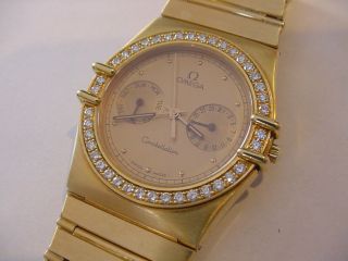 Awesome Mens 18k Solid Gold Omega Constellation Day Date 40 Diamond Bezel