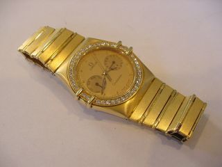 AWESOME MENS 18k SOLID GOLD OMEGA CONSTELLATION DAY DATE 40 DIAMOND BEZEL 2