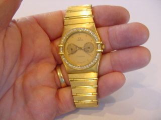 AWESOME MENS 18k SOLID GOLD OMEGA CONSTELLATION DAY DATE 40 DIAMOND BEZEL 4