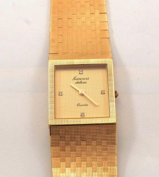 Hanowa Deluxe Yellow Accent Diamond Swiss Made Quartz Wrist Watch Rt80 57814