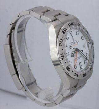 2018 Rolex Explorer II 42mm 216570 Polar White Orange Steel GMT Date Watch 3