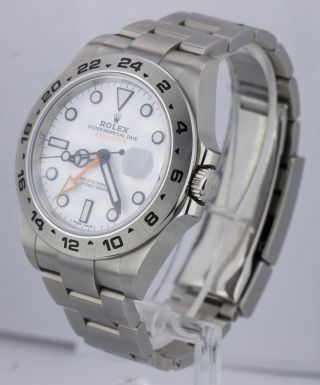2018 Rolex Explorer II 42mm 216570 Polar White Orange Steel GMT Date Watch 4