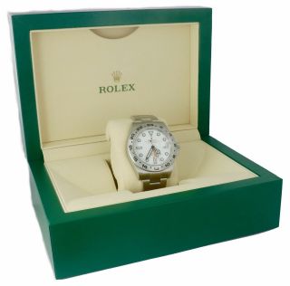 2018 Rolex Explorer II 42mm 216570 Polar White Orange Steel GMT Date Watch 8